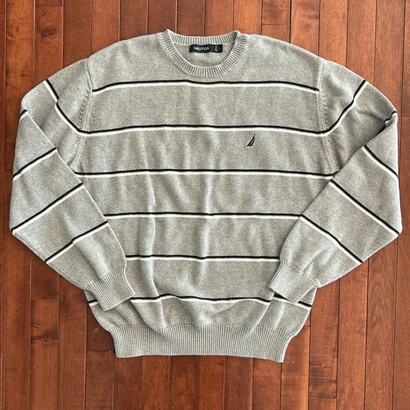 Nautical Men’s Crew Neck Stripe Sweater Size Large - Picture 1 of 7